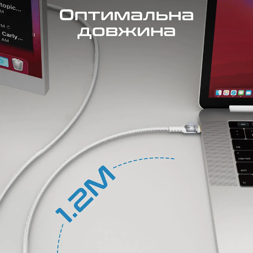 Фото Кабель PROMATE Lucidline-CC120 USB Type-C - USB Type 1.2 м White (lucidline-cc120.white)