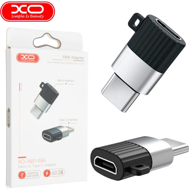 Переходник XO NB149A microUSB to Type-C Black (XO-NB149A) Тип micro-USB - USB Type-С