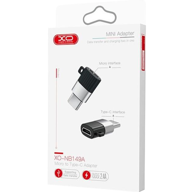 Переходник XO NB149A microUSB to Type-C Black (XO-NB149A) Подсветка False