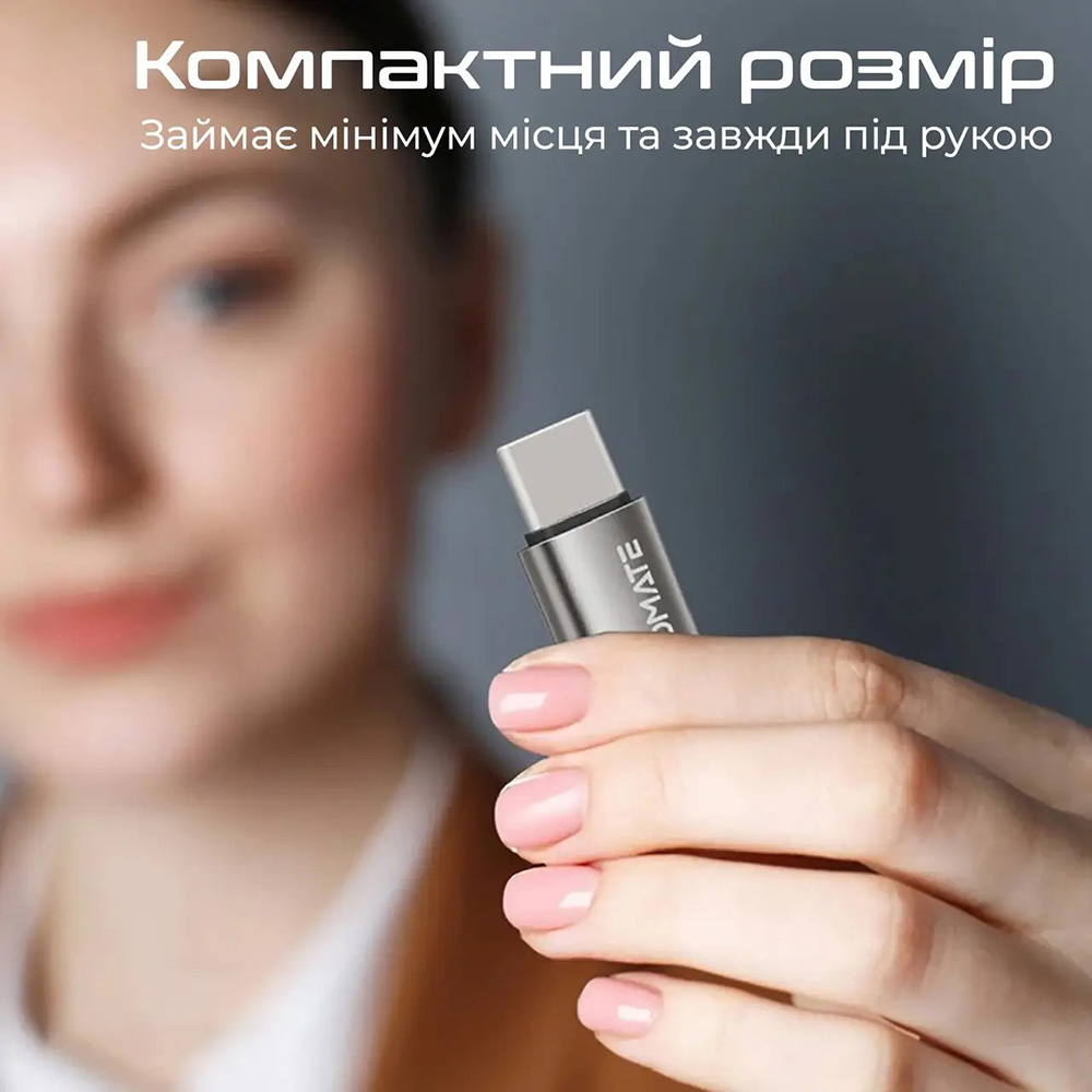 Фото Переходник  PROMATE Lightning to USB-C Grey (link-ci)