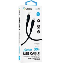 Кабель GELIUS GP-UC100 Lumin Type-C to Lightning 30W 2 м Black (00000100086)