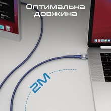 Кабель PROMATE USB Type-C - USB Type-C 2 м Navy (lucidline-cc200.navy)