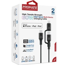 Кабель PROMATE USB Type-C-Lightning/USB Type-C 1.2 м Black (powerlink-cci black)