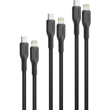 Комплект кабелів PROMATE USB Type-C-Lightning 27W Power Delivery 0.3м/1.2м/2м Black (cablekit-ci)