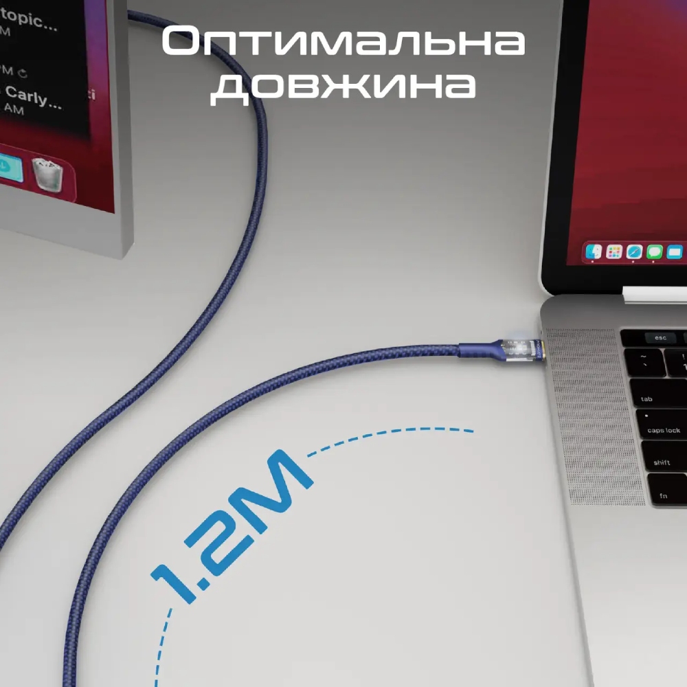 Фото Кабель PROMATE USB Type-C - USB Type-C 100W Power Delivery 1.2 м Navy (lucidline-cc120 navy)