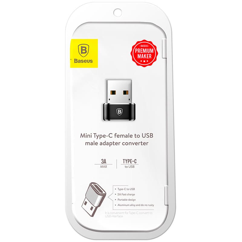 Фото 4 Адаптер BASEUS USB - USB Type-C Female Black (CAAOTG-01)
