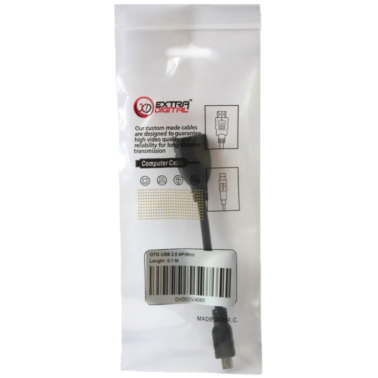 Кабель EXTRADIGITAL USB OTG (AF/miniB) 0.1 m black (DV00DV4065) Довжина 0.1