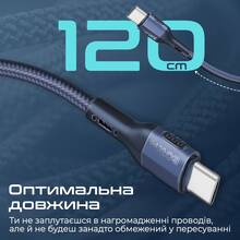 Кабель PROMATE USB-C-USB-C Blue (fletchlink-cc.blue)