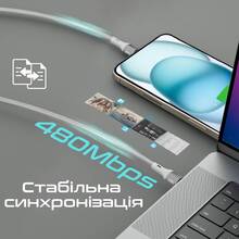 Кабель PROMATE USB-C - USB-C Grey (fletchlink-cc.grey)