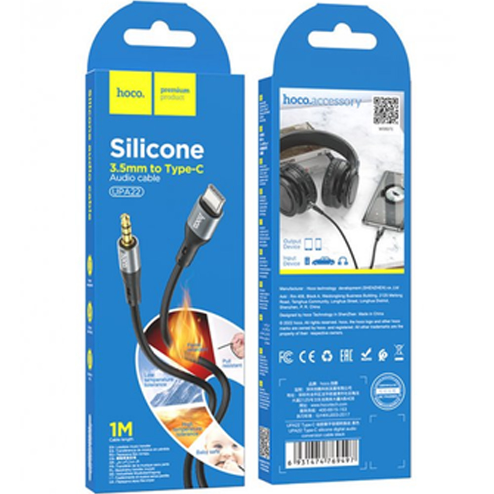 Кабель HOCO UPA22 USB Type-C - 3.5 мм 1 м Black (6931474769497) Тип USB Type-С - аудіо 3.5 мм