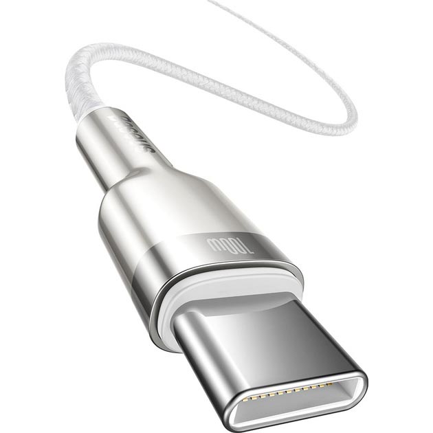 Кабель BASEUS Cafule Series Metal Data Cable Type-C to Type-C 100W 1 м White (CATJK-C02) Тип USB Type-С - USB Type-С