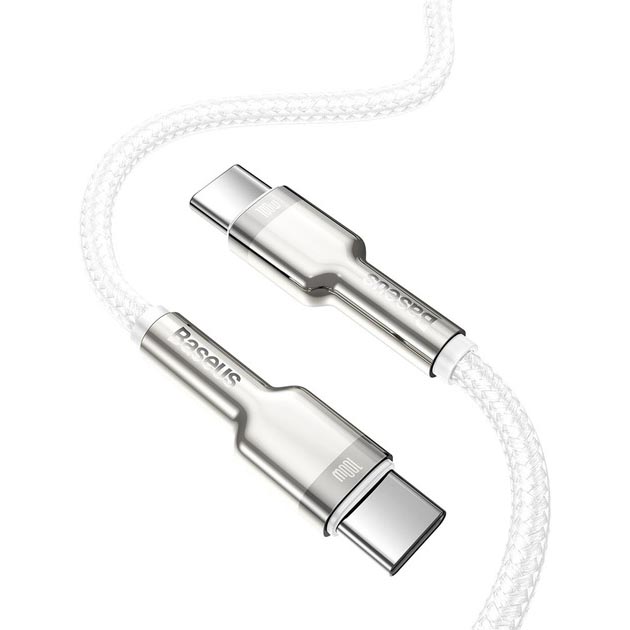 Кабель BASEUS Cafule Series Metal Data Cable Type-C to Type-C 100W 1 м White (CATJK-C02) Длина 1