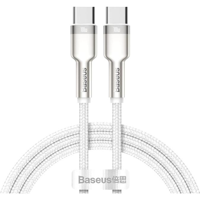 Кабель BASEUS Cafule Series Metal Data Cable Type-C to Type-C 100W 1 м White (CATJK-C02)
