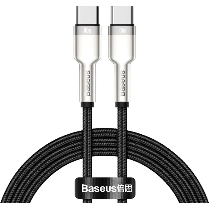 Кабель BASEUS Cafule Series Metal Data Cable Type-C to Type-C 100W 2 м Black (CATJK-D01)