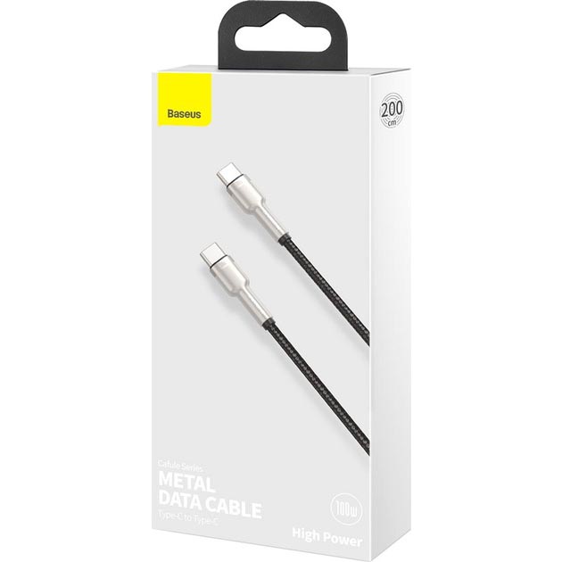Фото Кабель BASEUS Cafule Series Metal Data Cable Type-C to Type-C 100W 2 м Black (CATJK-D01)