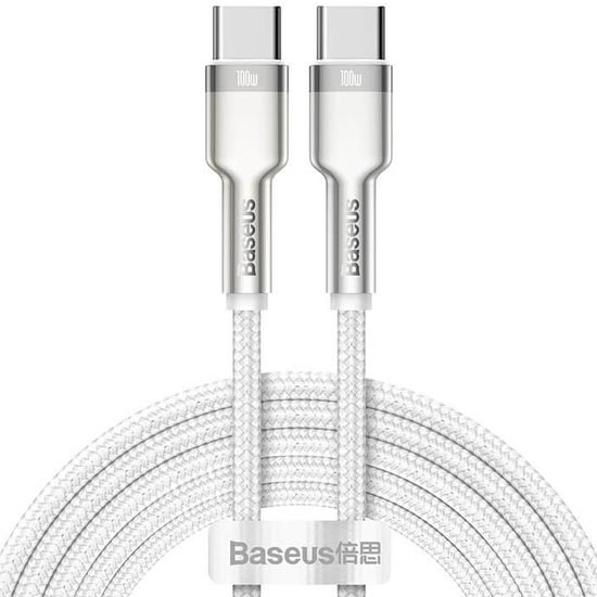 Кабель BASEUS Cafule Series Metal Data Cable Type-C to Type-C 100W 2 м White (CATJK-D02) Кабель BASEUS Cafule Series Metal Data Cable Type-C to Type-C 100W 2 м White (CATJK-D02)