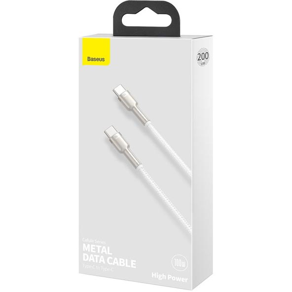 Фото Кабель BASEUS Cafule Series Metal Data Cable Type-C to Type-C 100W 2 м White (CATJK-D02)