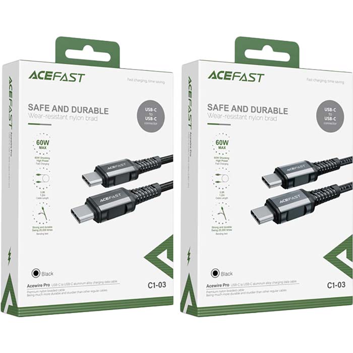 Кабель ACEFAST C1-03 Type-C - Type-C 1.2м Black (AFC1-03B) Тип USB Type-С - USB Type-С