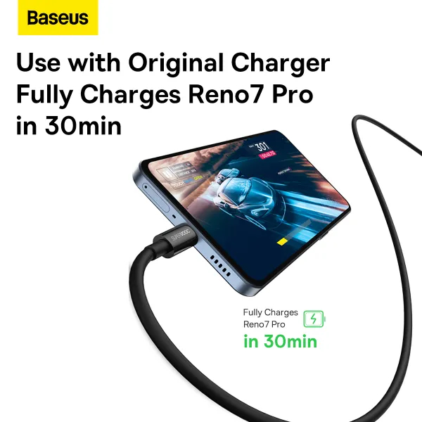 Заказать Кабель BASEUS Superior Series SUPERVOOC Fast Charging Data Cable USB to Type-C 65W 1m Black (CAYS000901)