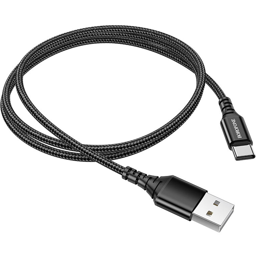 Кабель BOROFONE BX54 USB - USB-Type-C 1м 2.4A Black (BX54CB) Додатково Підтримка швидкої зарядки Apple (iPhone 8 і пізніші моделі), із зарядним пристроєм PD потужністю 18