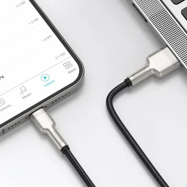 Фото Кабель BASEUS Cafule Series Metal Data Cable USB to Lightning 2.4A 1 m Black (CALJK-A01)