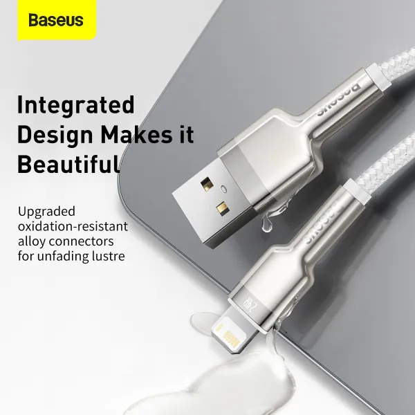 Заказать Кабель BASEUS Cafule Series Metal Data Cable USB to Lightning 2.4A 2 m White (CALJK-B02)