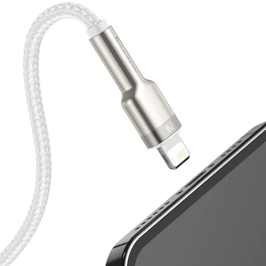 Кабель BASEUS Cafule Series Metal Data Cable USB to Lightning 2.4A 2 m White (CALJK-B02) Подсветка False