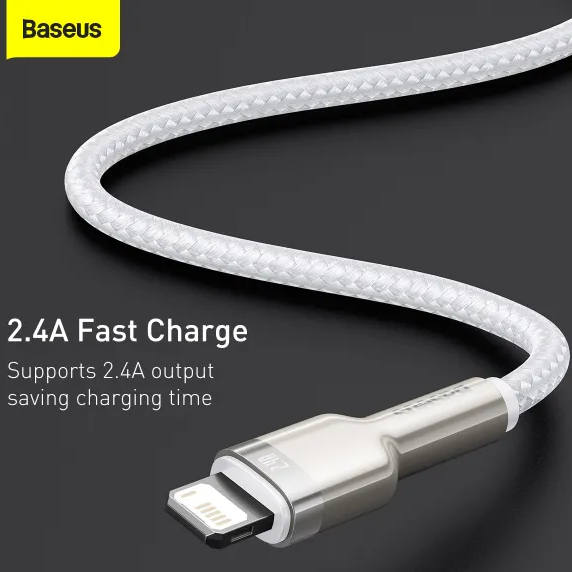 В Украине Кабель BASEUS Cafule Series Metal Data Cable USB to Lightning 2.4A 2 m White (CALJK-B02)