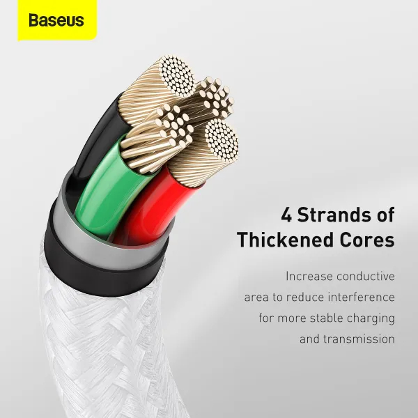 Обзор Кабель BASEUS Cafule Series Metal Data Cable USB to Lightning 2.4A 2 m White (CALJK-B02)