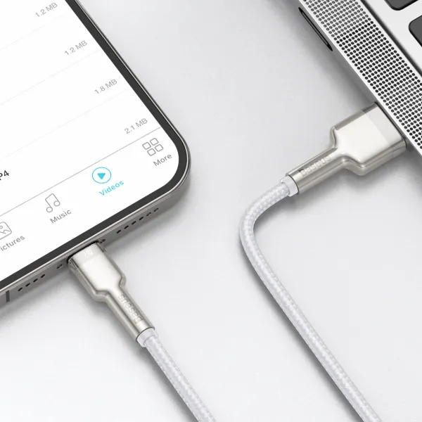 Фото Кабель BASEUS Cafule Series Metal Data Cable USB to Lightning 2.4A 2 m White (CALJK-B02)