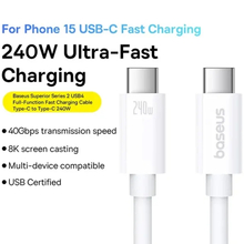 Кабель Baseus Superior 2 Series Fast Charging Data Cable Type-C to Type-C 240W 1.8m White (P10365200211-05)