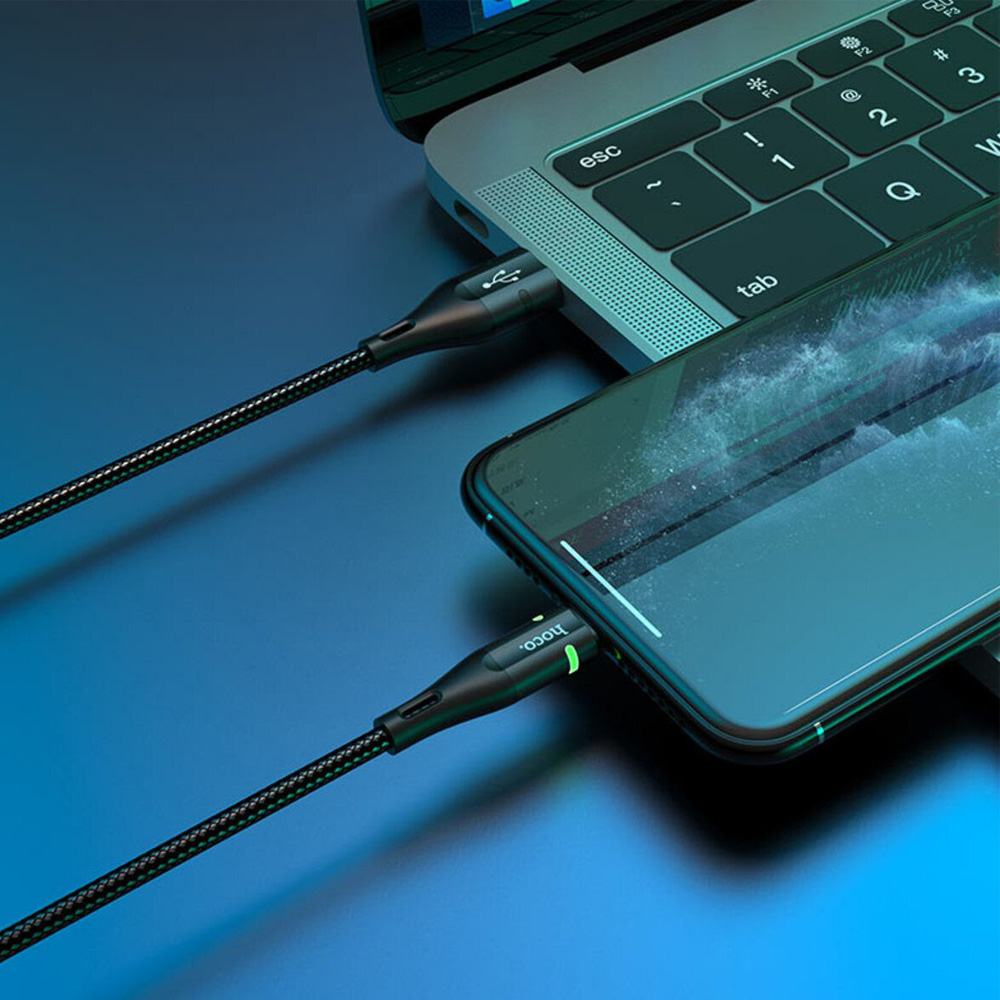 Внешний вид Кабель HOCO U93 USB - Lightning 2.4A 1.2 м Black (6931474732132)