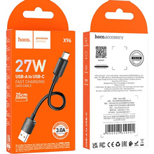 Кабель HOCO X96 Hyper USB to Type-C 27W 0.25m Black (6942007609401)