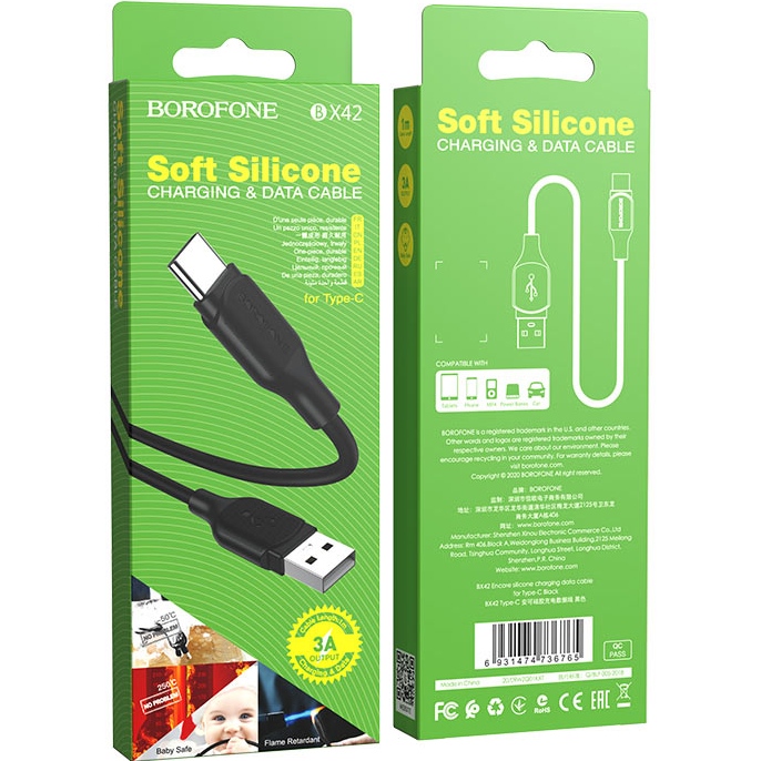 Кабель BOROFONE BX42 USB - USB Type-C 1м Black (BX42CB) Довжина 1