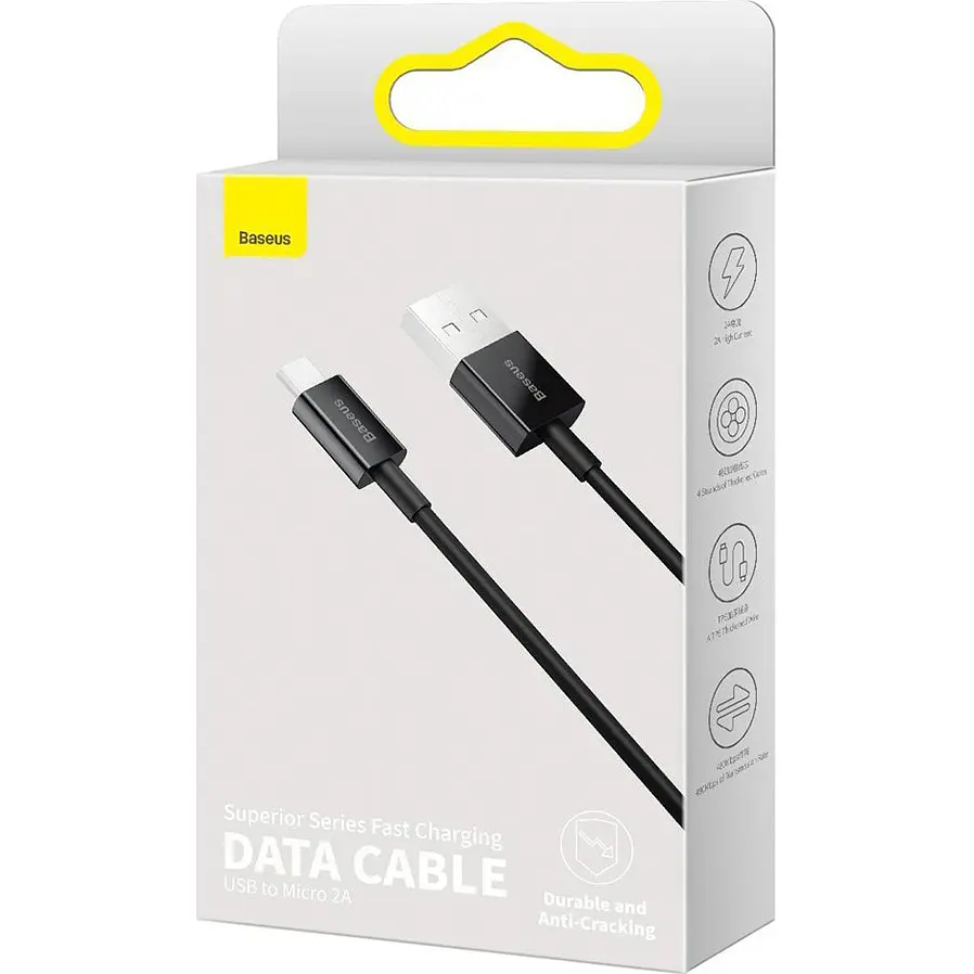 Кабель BASEUS Superior Series Fast Charging Data Cable USB to Micro 2A 2 м Black (CAMYS-A01) Длина 2