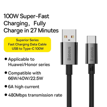 Кабель BASEUS Superior Series Fast Charging Data Cable USB to Type-C 100W 1.5 м Cluster Black (P10320102114-01)
