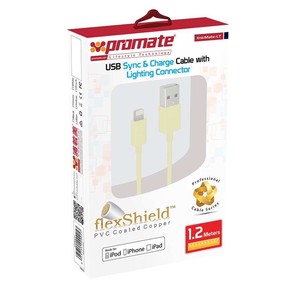 Кабель PROMATE USB-Lightning Linkmate-LT Yellow (linkmate-lt.yellow) Тип USB - Lightning