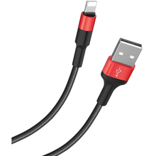 Кабель HOCO X26 USB - Lightning 2A 18W 1м Black+Red