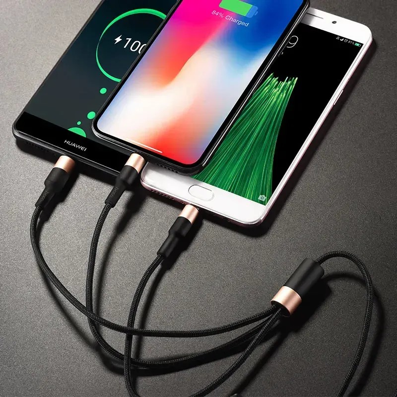 Кабель HOCO X26 USB - Micro USB/Lightning/Type-C 2A 1м Black+Gold Тип USB – Lightning/micro-USB/USB Type-C