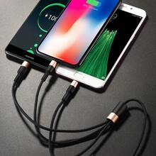 Кабель HOCO X26 USB - Micro USB/Lightning/Type-C 2A 1м Black+Gold