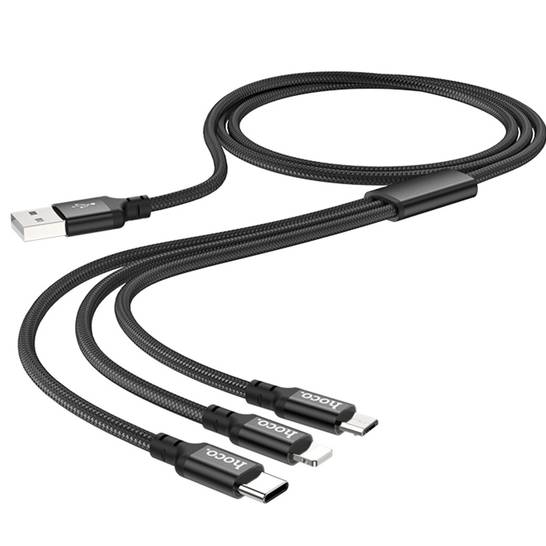 Кабель HOCO X14 USB - Lightning/Micro-USB/USB Type-C 1 м Black (6931474719157) Тип USB – Lightning/micro-USB/USB Type-C