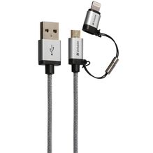 Кабель VERBATIM Micro USB + Lightning Cable 120cm Silver (48857)