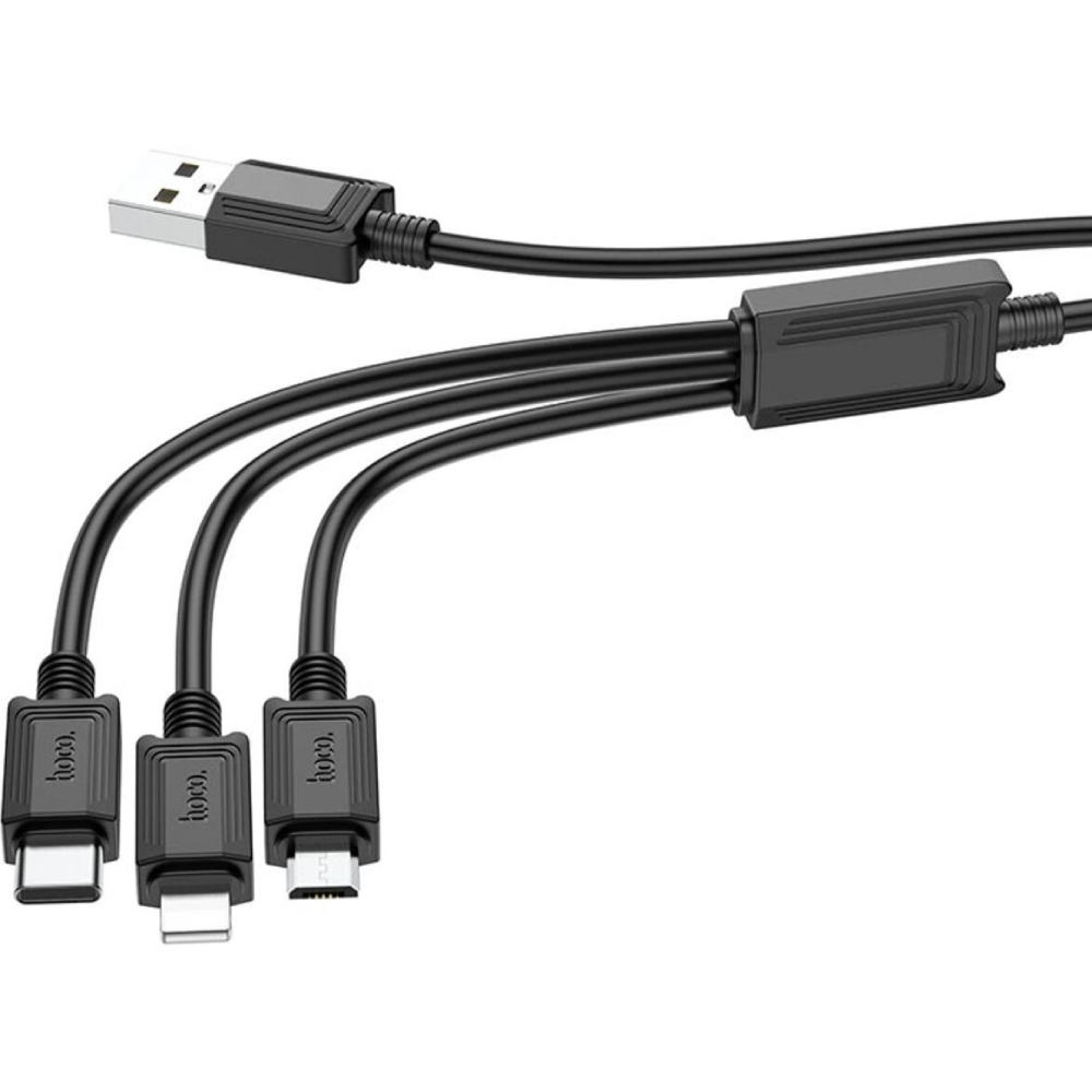 Кабель HOCO X74 USB to iP+Type-C+Micro 2A PVC PVC 1 м Black (6931474767363) Длина 1