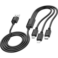 Кабель HOCO X74 USB to iP+Type-C+Micro 2A PVC PVC 1 м Black (6931474767363)