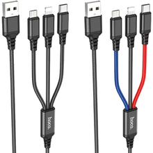 Кабель HOCO X76 USB to iP+Type-C+Micro 2A 1 м Black+Red+Blue (6931474768636)