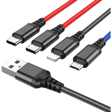 Кабель HOCO X76 USB до iP+Type-C+Type-C+Micro 2A 1 м Black+Red+Blue (6931474768650)