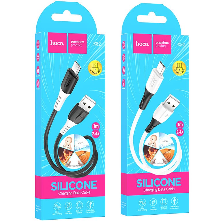 Внешний вид Кабель HOCO X82 USB to Micro-USB 2.4A 1 m Black (6931474768551)