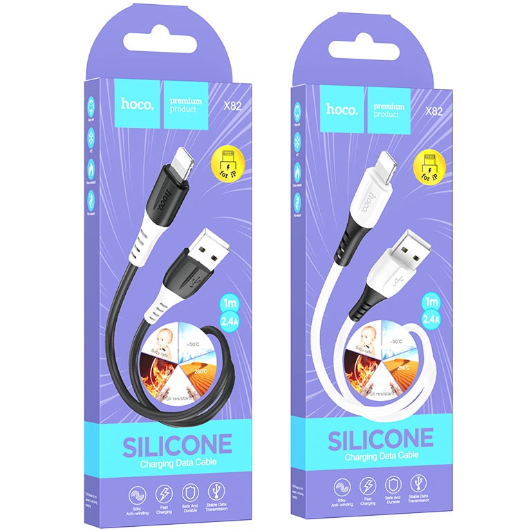 Заказать Кабель HOCO X82 USB to Lightning 2.4A 1 m Black (6931474768537)
