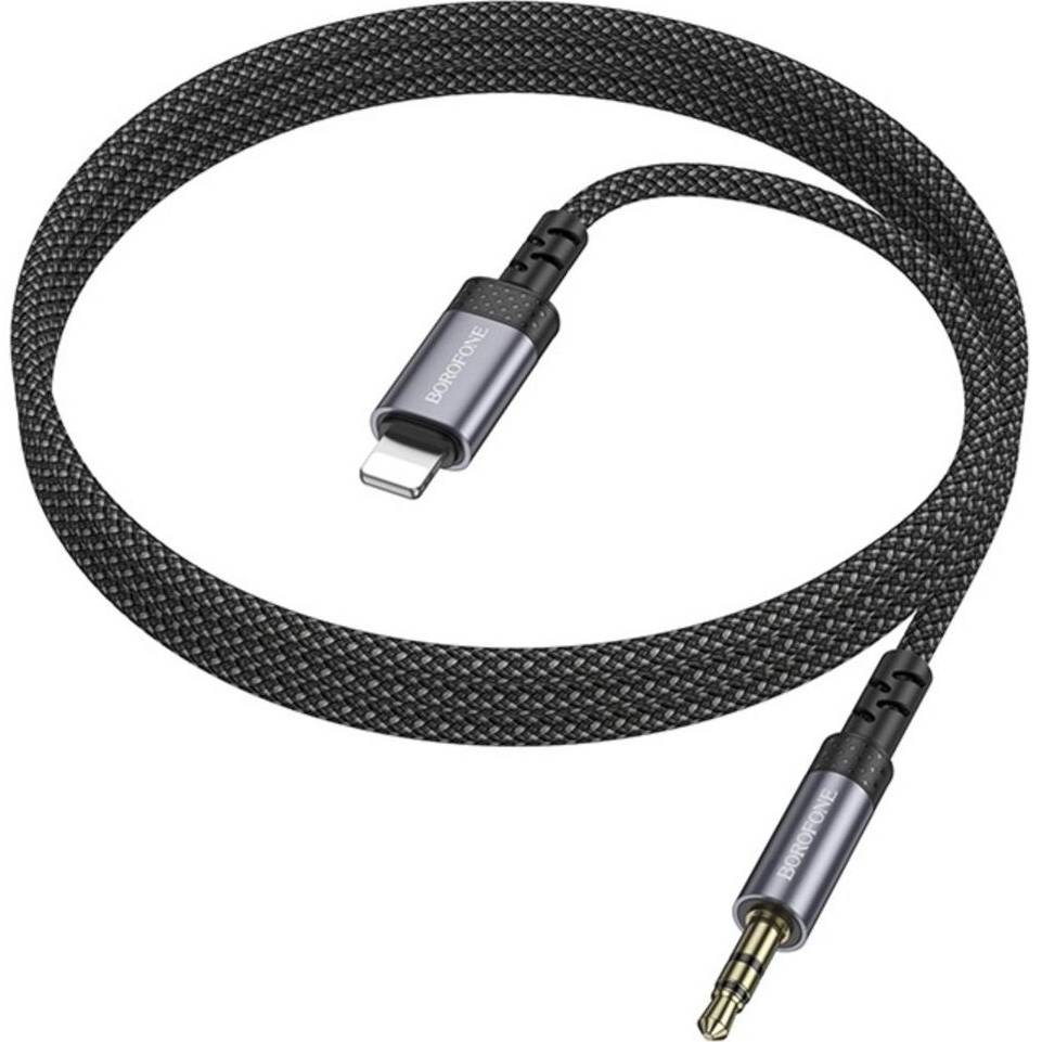 Кабель BOROFONE BL24 Lightning M-Jack 3.5mm 1m Metal Grey (6941991118975) Підсвітка False
