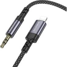 Кабель BOROFONE BL24 Lightning M-Jack 3.5mm 1m Metal Grey (6941991118975)